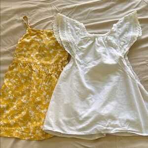 White and Yellow Floral Girls Summer Dresses Lot